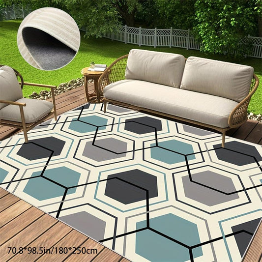 Non-Slip Boho Outdoor Area Rug with Rubber Backing: Washable and Durable