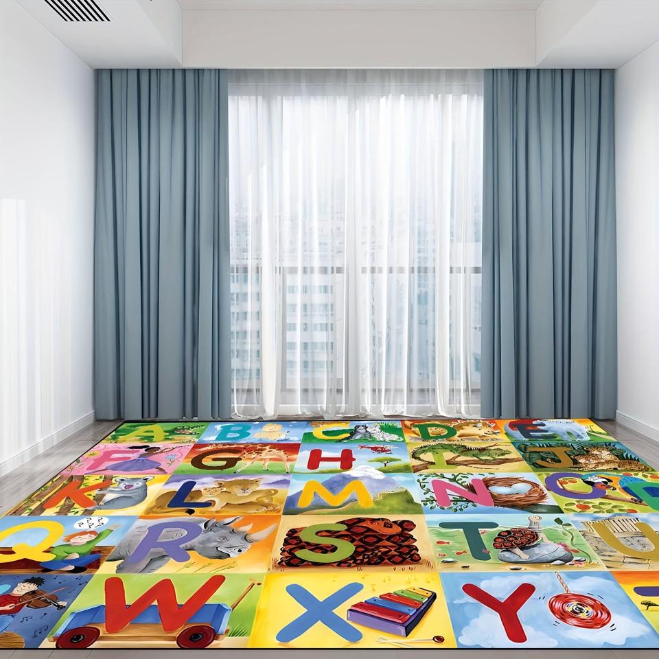 Alphabet Educational Area Rug: Playtime Collection for Kids Room and Classroom