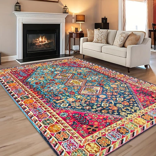 Non-Slip Persian Print Floor Mat: Machine Washable and Stylish Home Decor