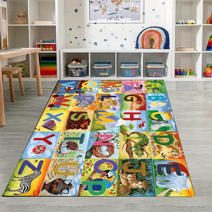 Alphabet Educational Area Rug: Playtime Collection for Kids Room and Classroom