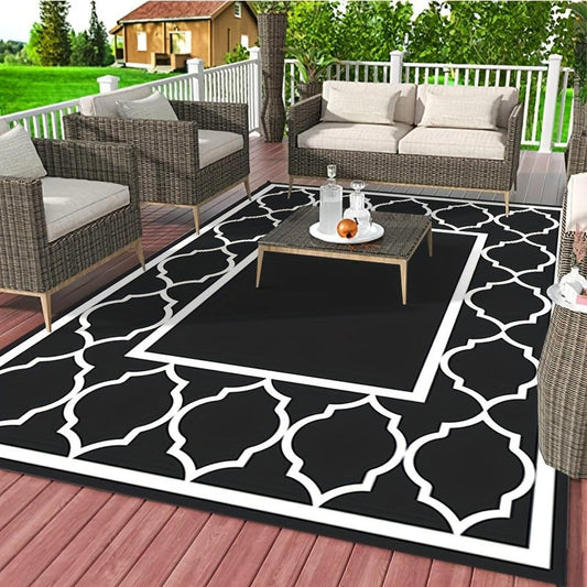 Indoor Outdoor Area Rug with Anti-slip Rubber Backing: Washable and Low-Pile