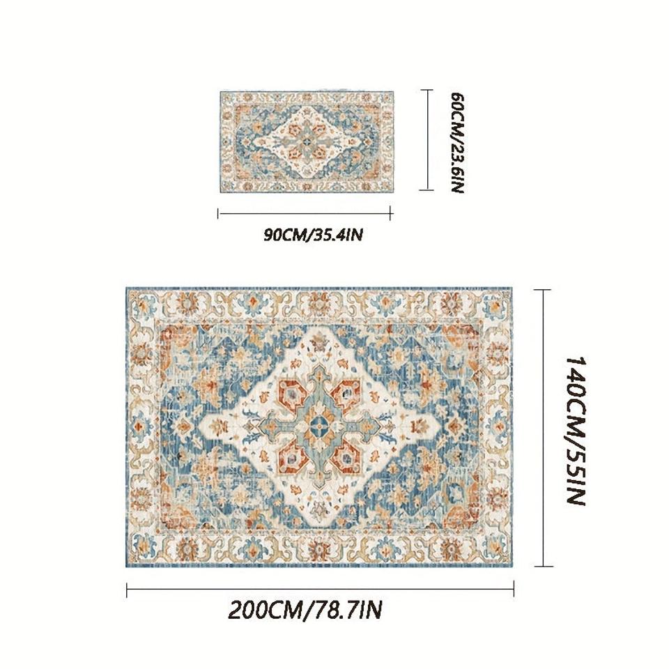 Vintage Boho Style Area Rug: Stain-Resistant, Anti-Slip, Non-Shedding Carpet for Living Room Bedroom